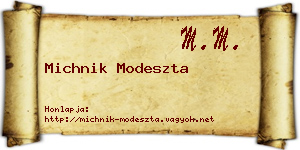 Michnik Modeszta névjegykártya